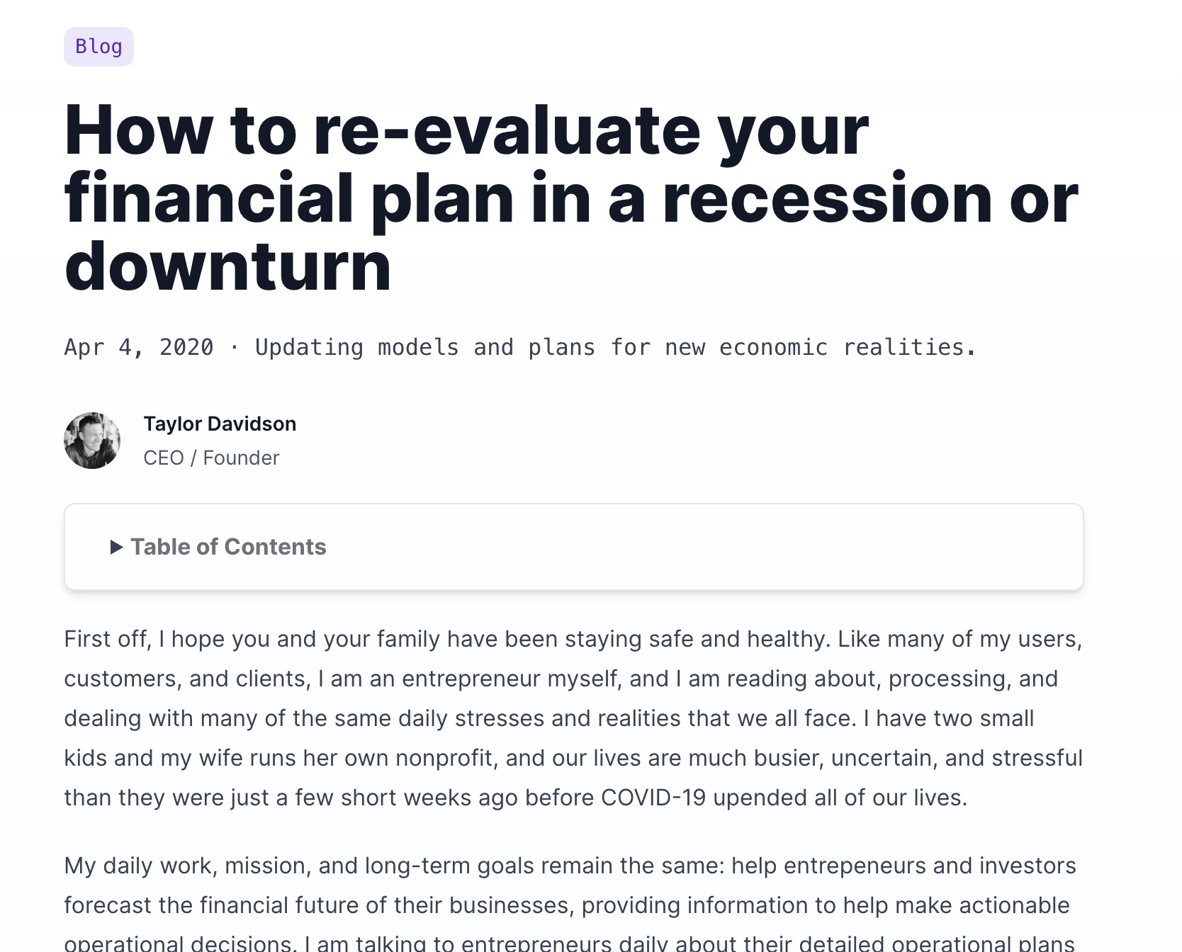 How to re-evaluate your financial plan in a recession or downturn