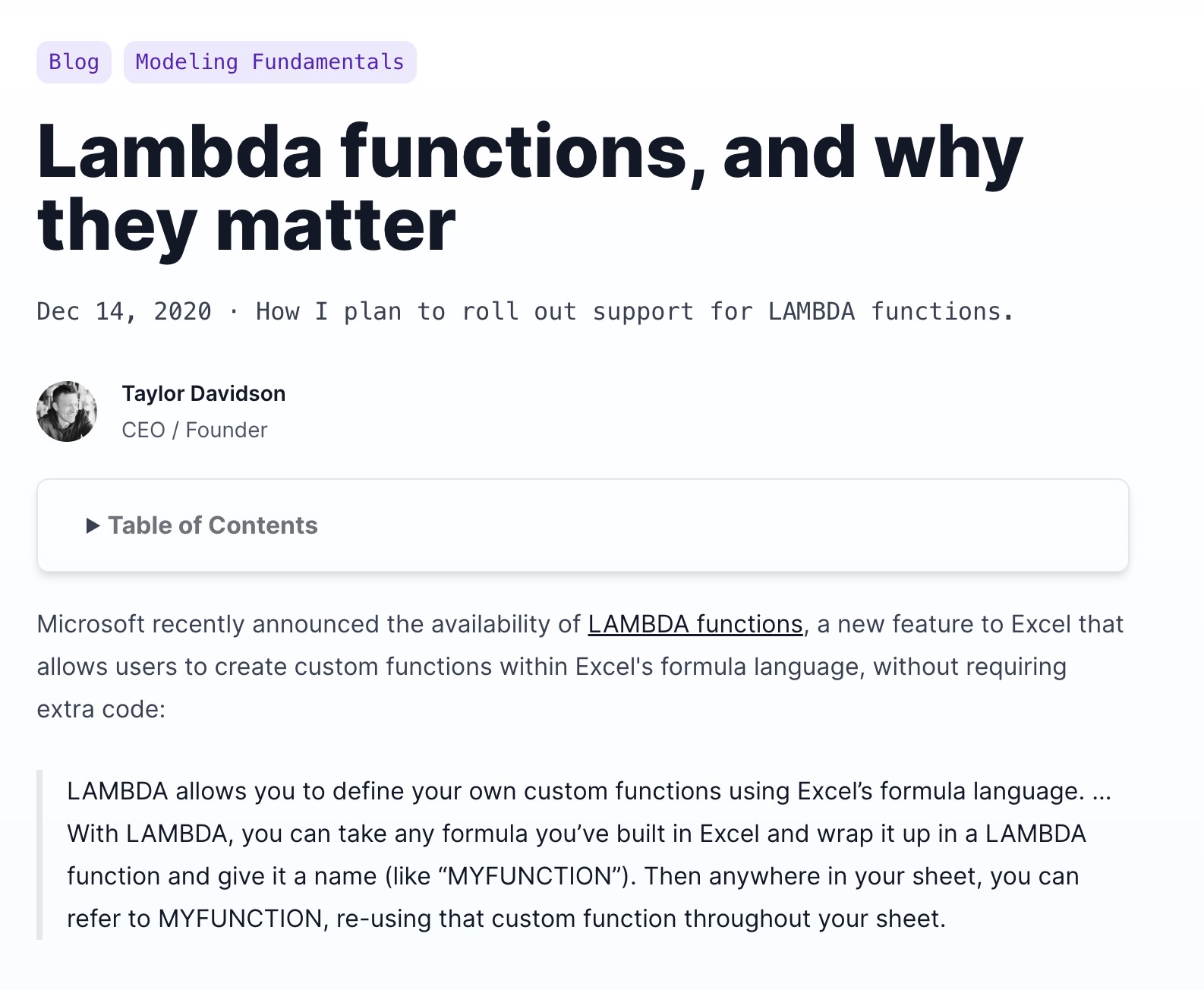 Lambda functions, and why they matter