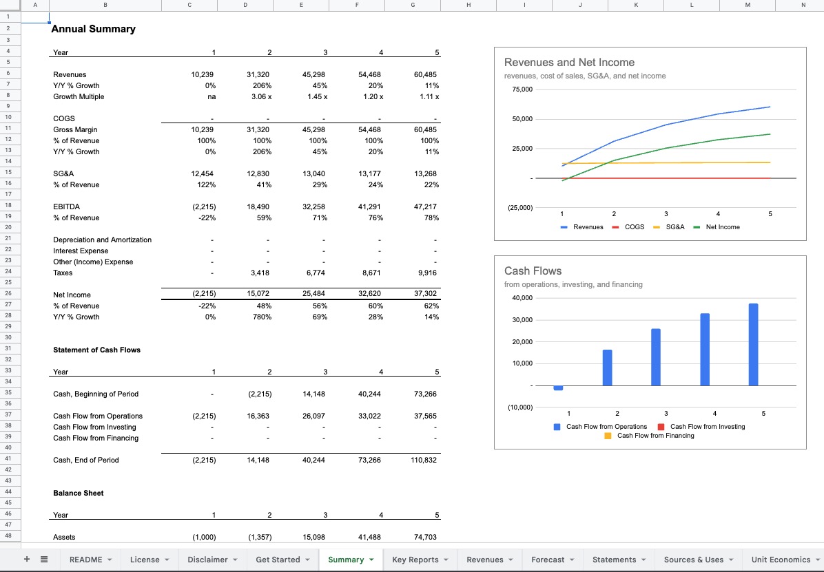Starter Financial Model Screenshot