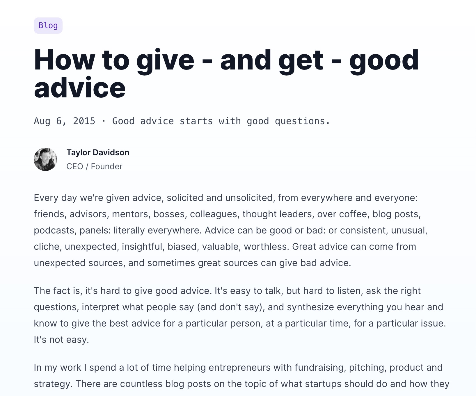 How to give - and get - good advice