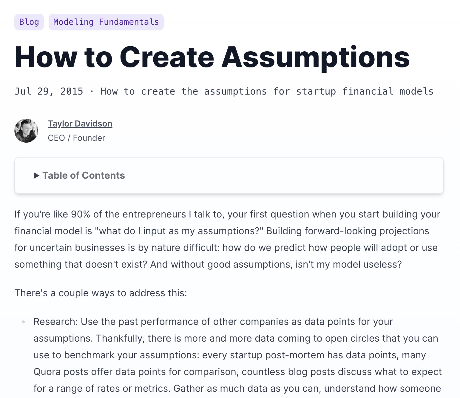 How to Create Assumptions