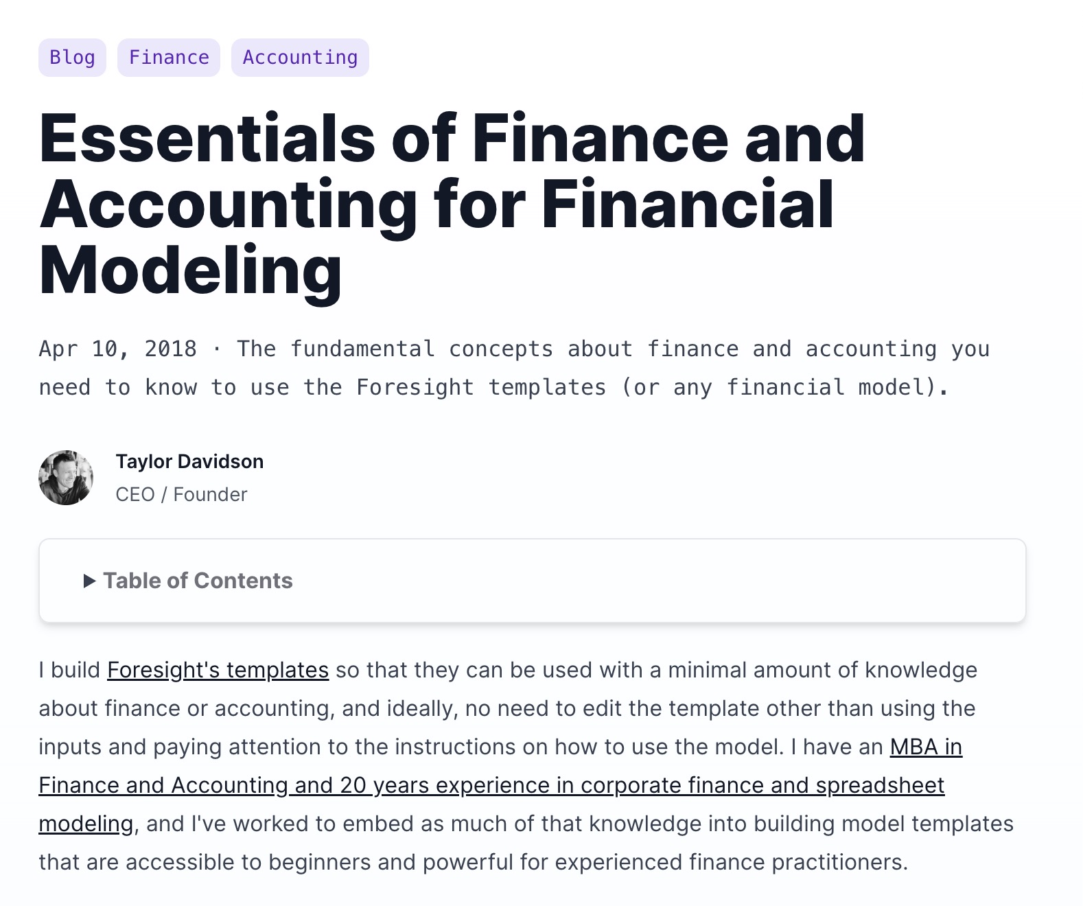 Essentials of Finance and Accounting for Financial Modeling