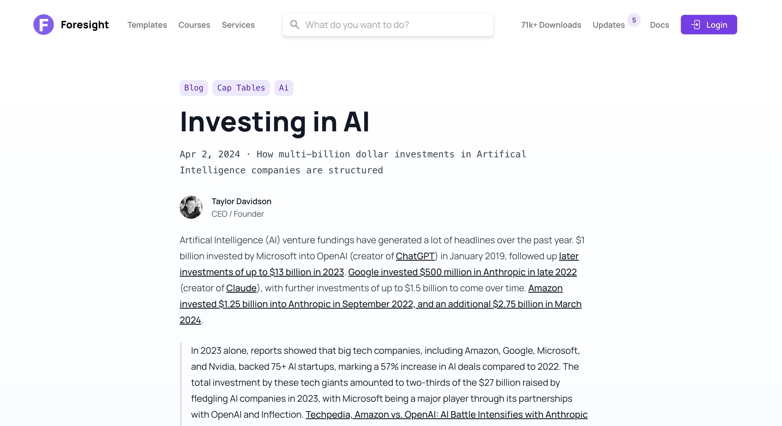 Investing in AI