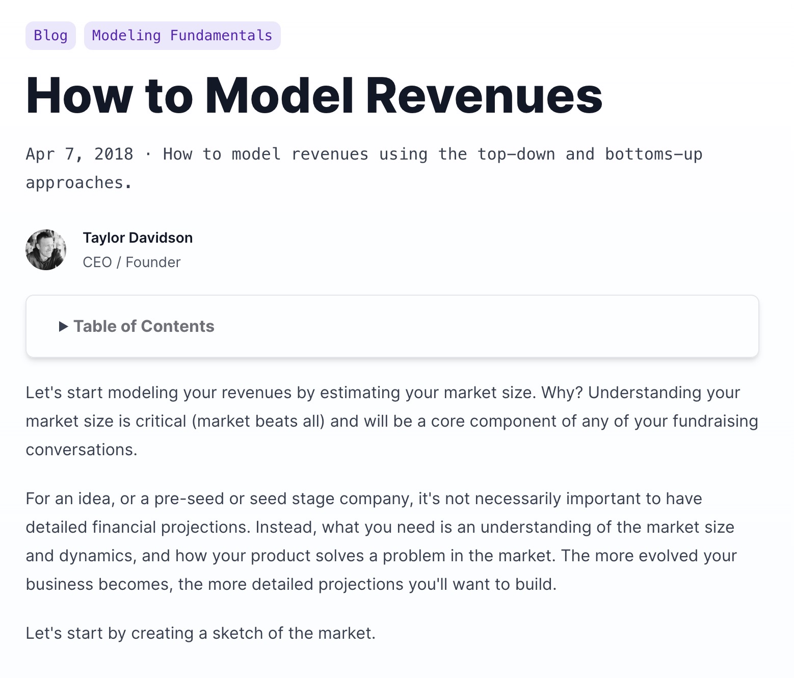 How to Model Revenues
