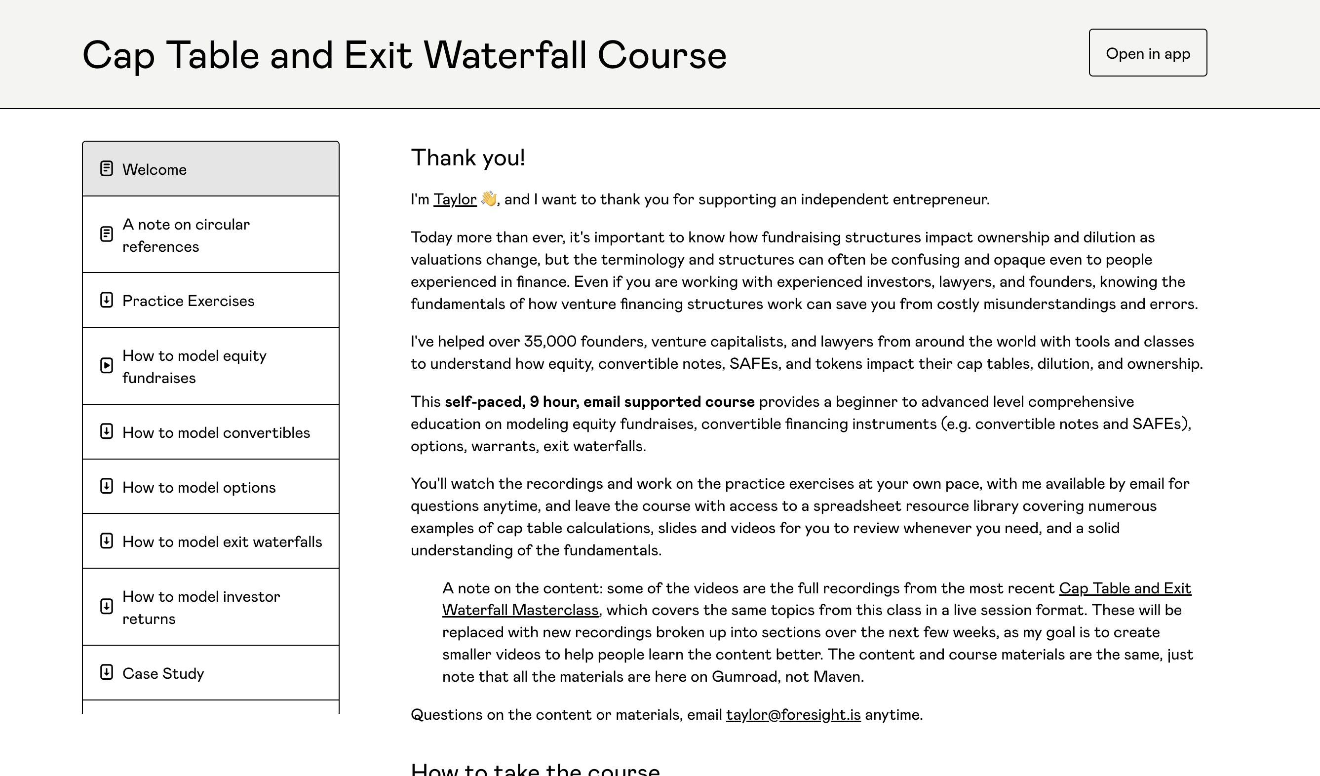 Cap Table And Exit Waterfall Course Screenshot