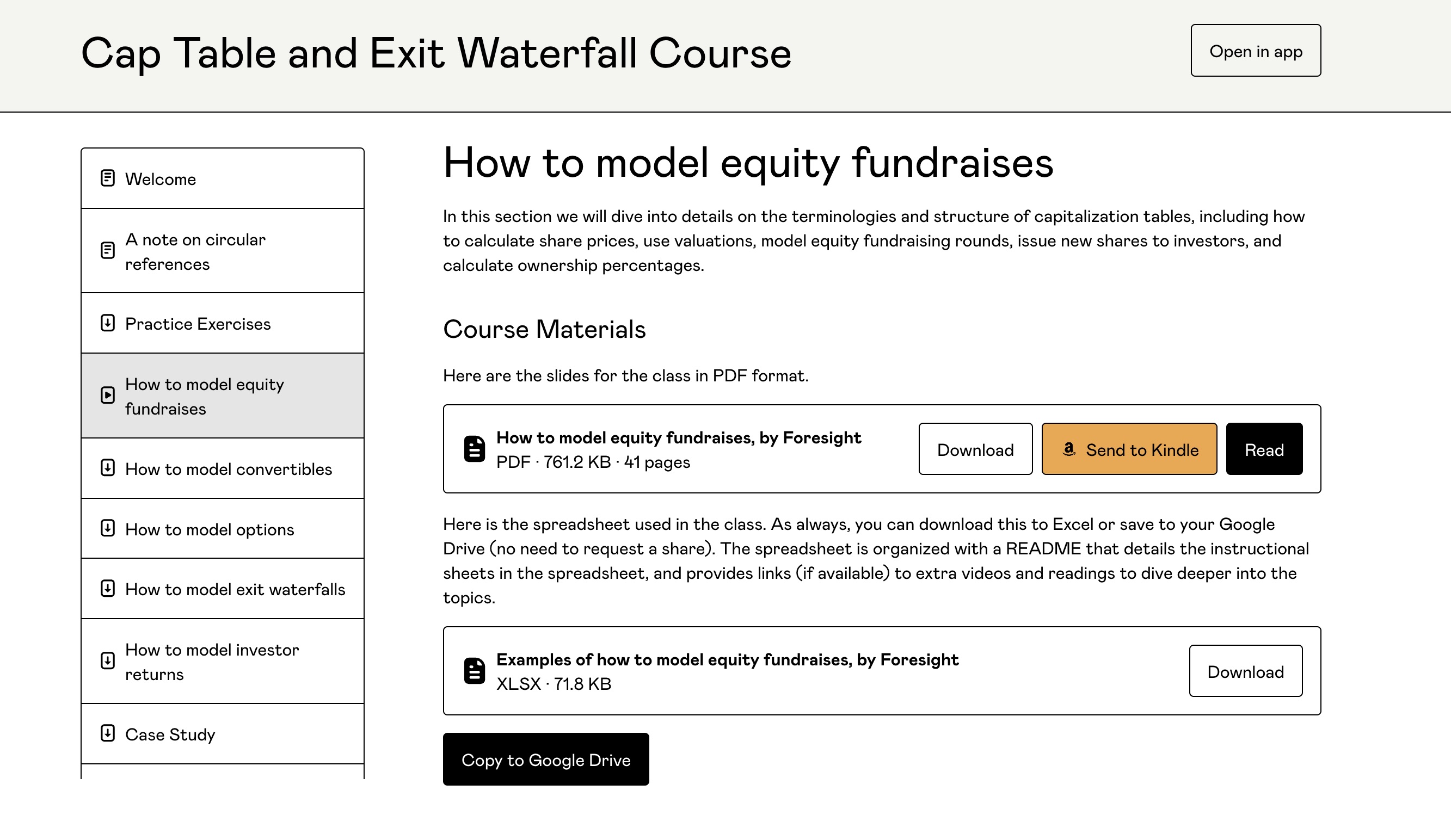 Cap Table And Exit Waterfall Course Screenshot