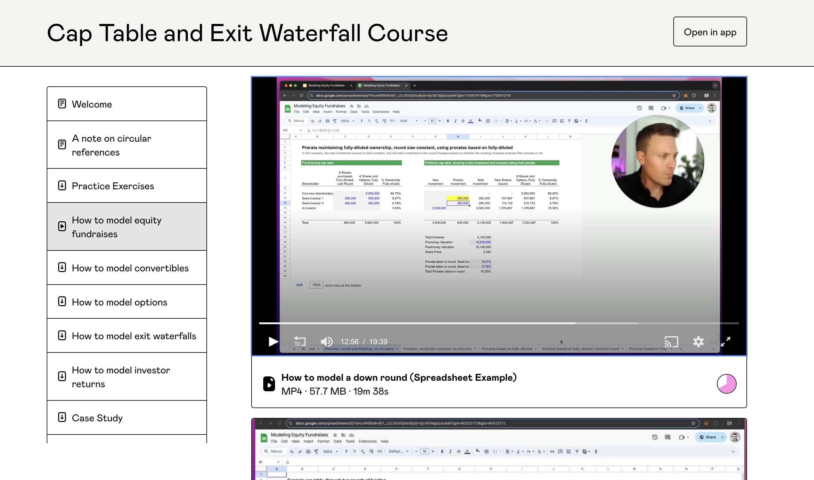 Cap Table And Exit Waterfall Course Screenshot