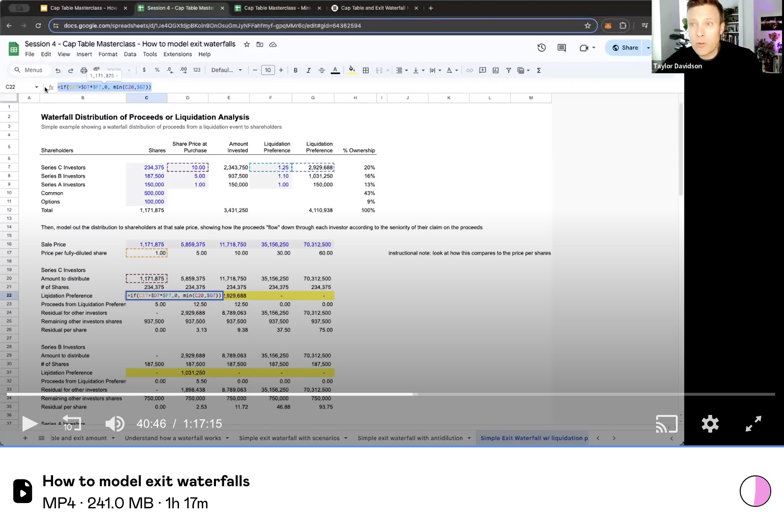 Cap Table And Exit Waterfall Course Screenshot