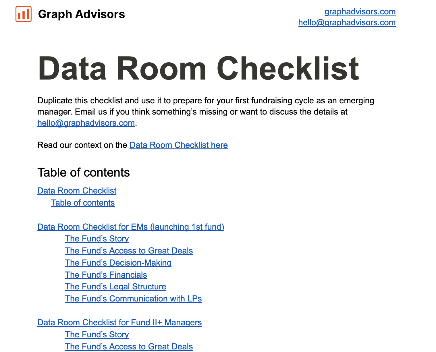 Data Room Checklist