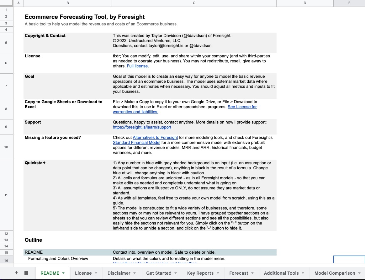 Ecommerce Forecasting Tool Screenshot