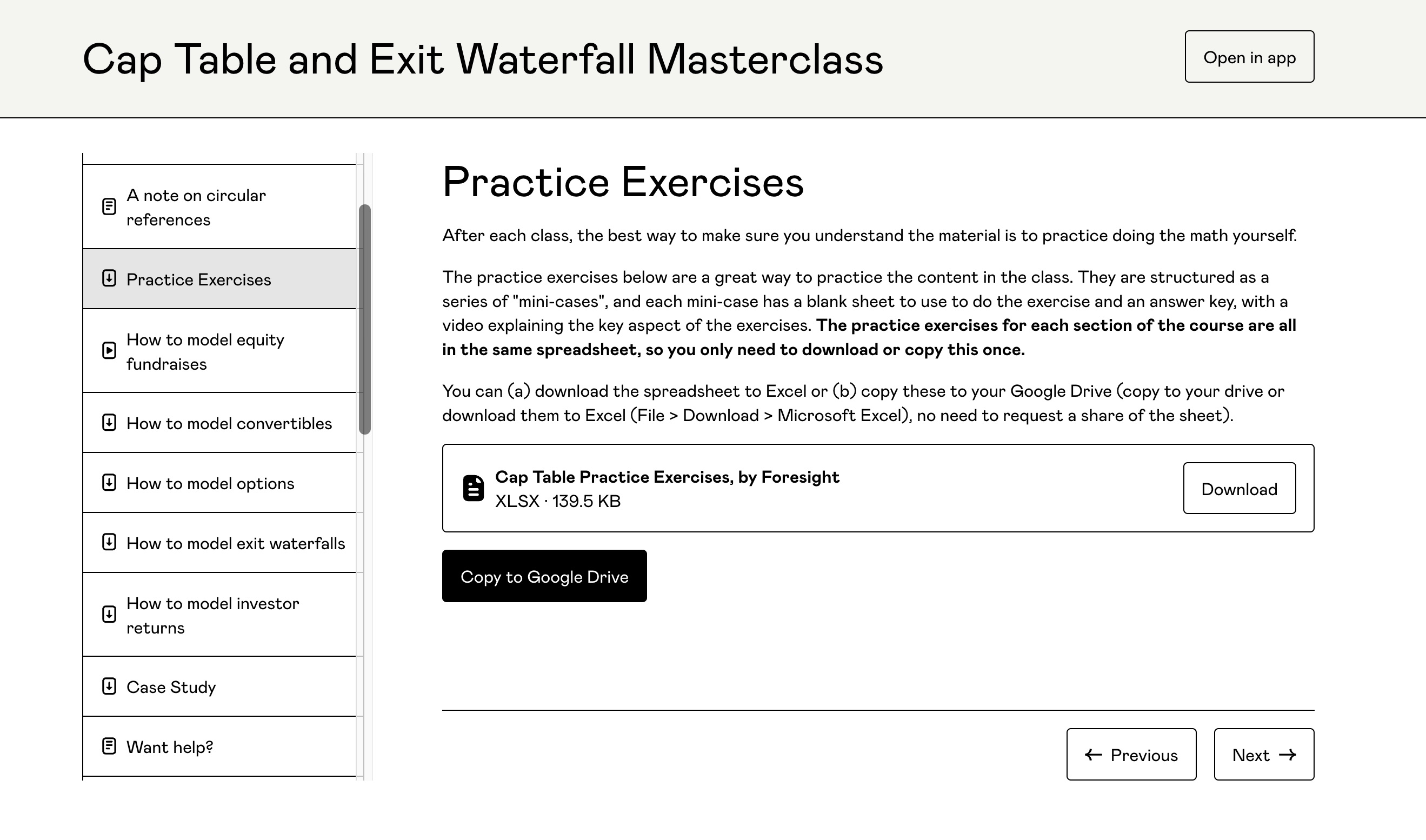 Cap Table And Exit Waterfall Masterclass Screenshot