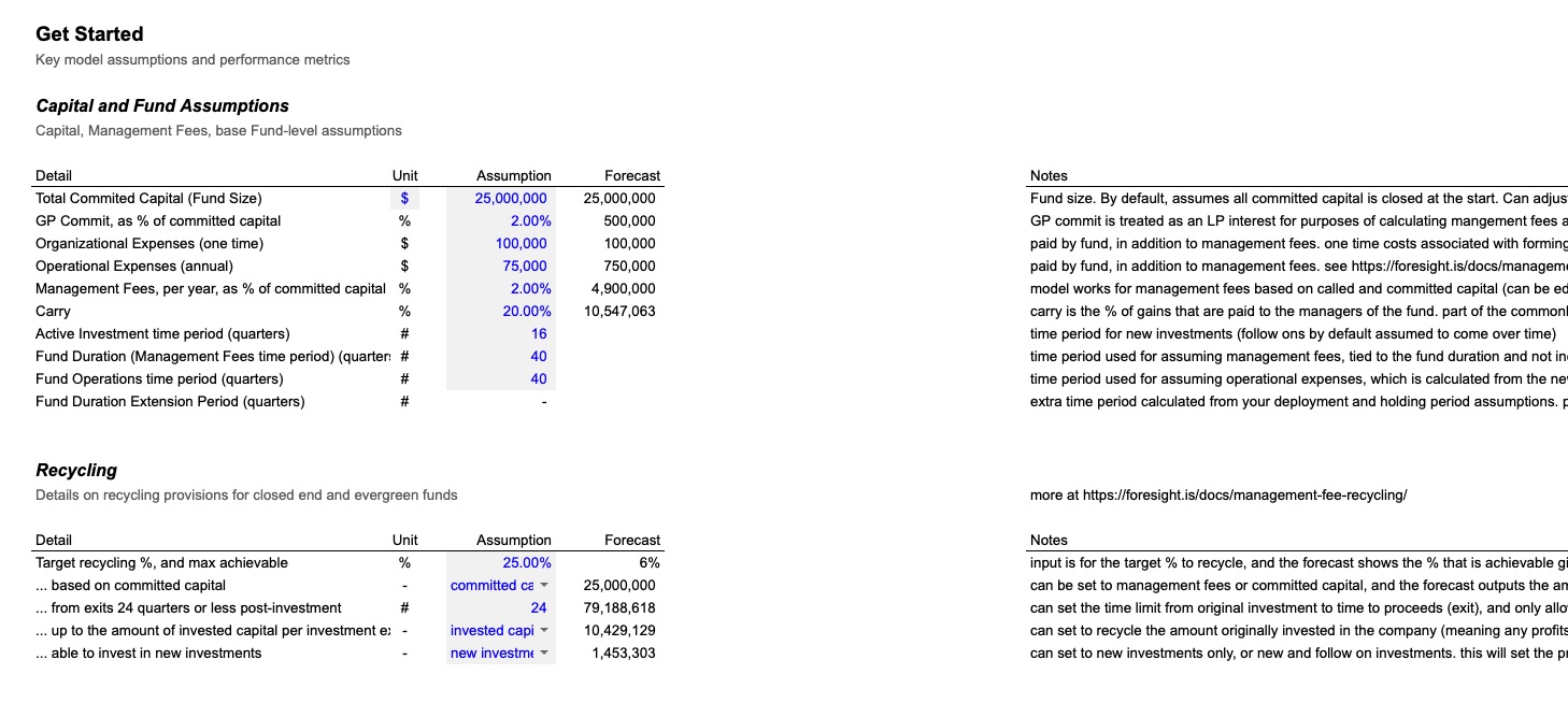 Venture Capital Model Screenshot