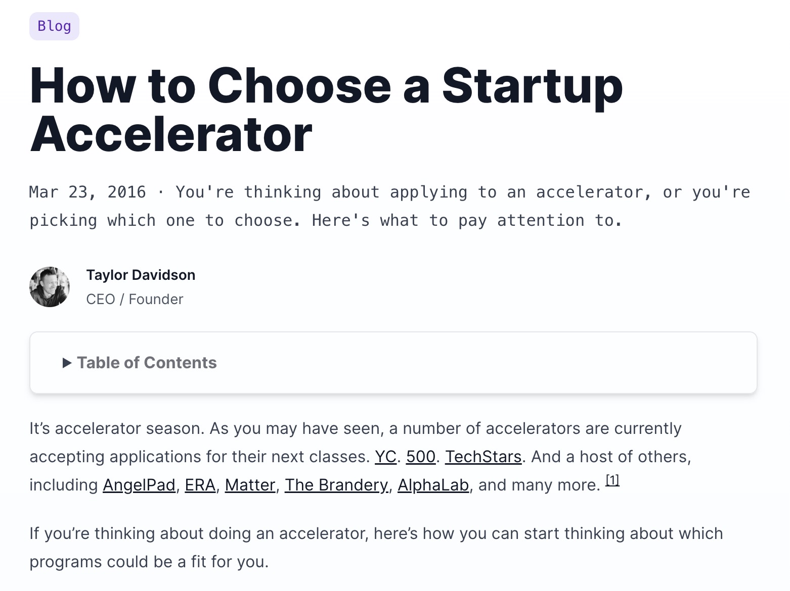 How to Choose a Startup Accelerator