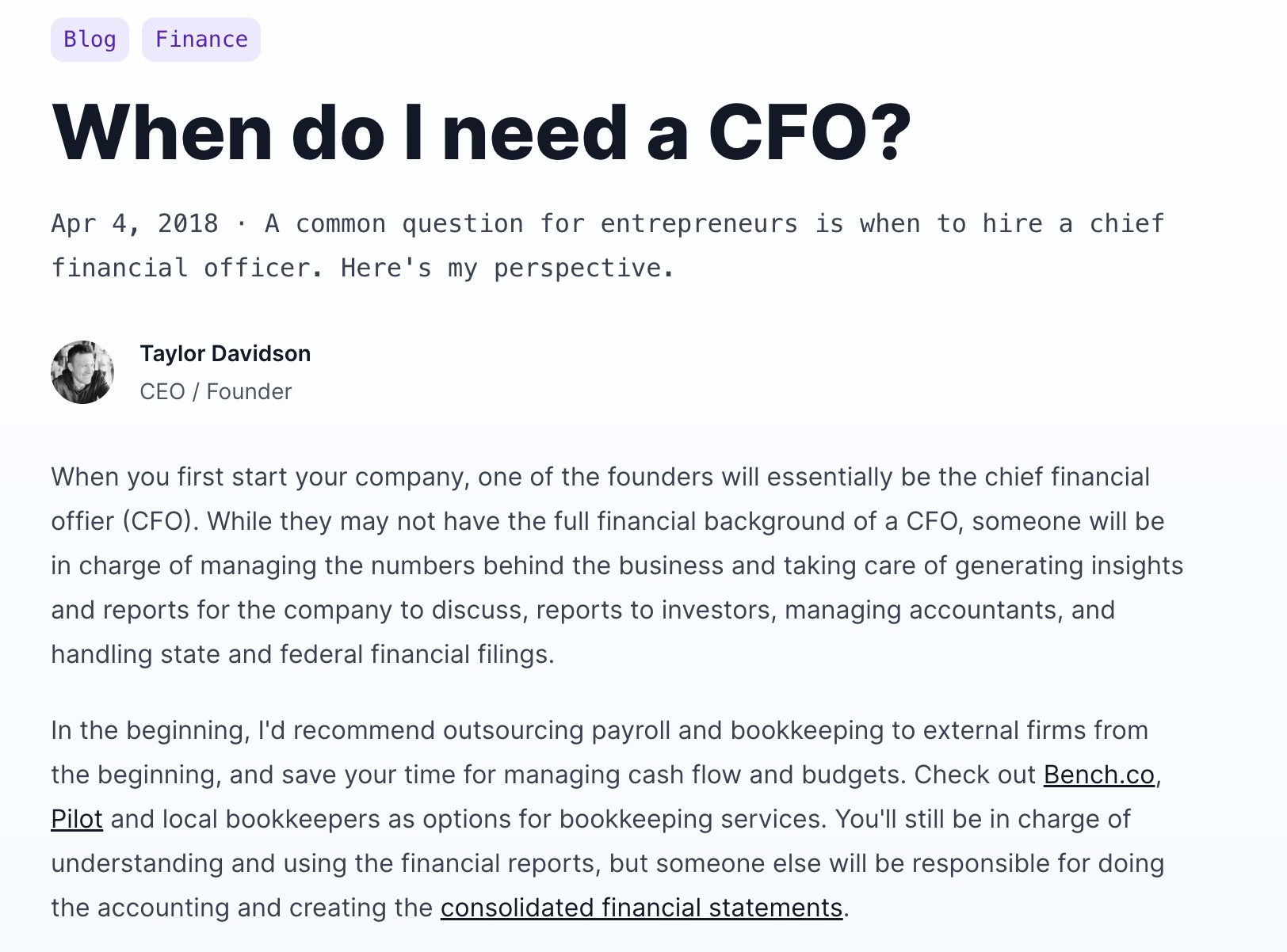 When do I need a CFO?